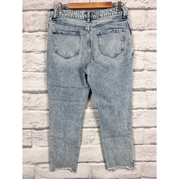 KanCan Womens 9/28 Collie High Rise Distressed Ripped Grunge Punk Mom Blue Jeans - Picture 4 of 10